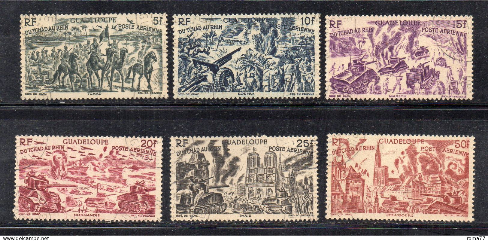 MONK681 - GUADELOUPE 1946, Posta Aerea  Yvert N. 7/12  Usata - Luftpost