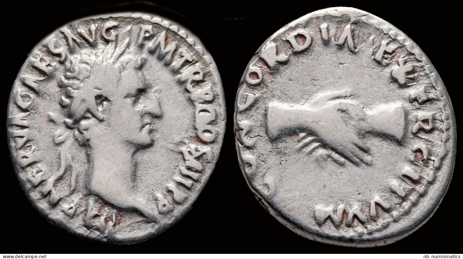 Nerva AR Denarius Clasped Hands - Die Antoninische Dynastie (96 / 192)