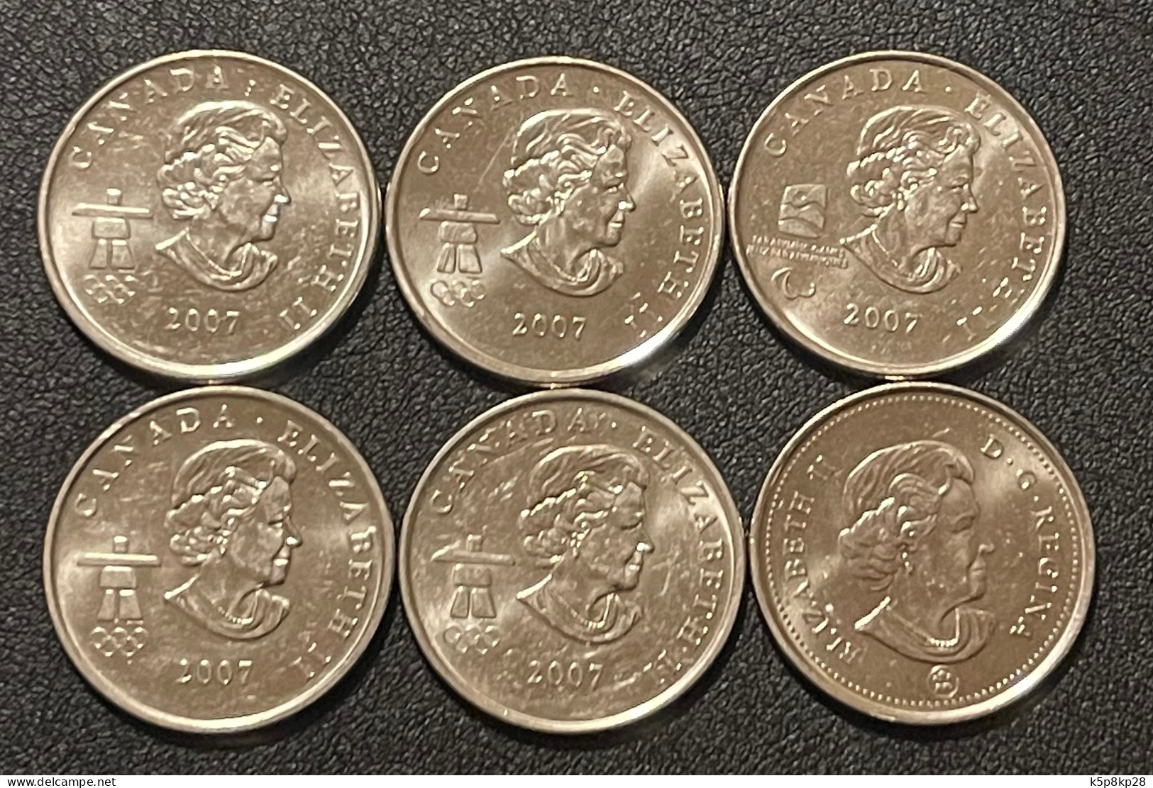 2007 Canada 25 Cent Coins X 6, Almost Uncirculated - Autres & Non Classés