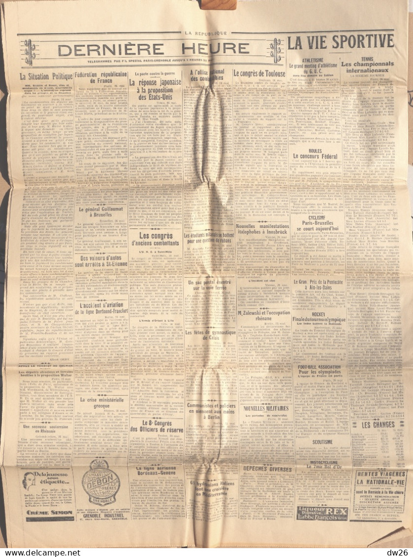 Quotidien - Le Journal La République De L'Isère Et Du Sud-Est, N° 148 Mai 1928 (Drames De L'air, élections Allemandes..) - Algemene Informatie