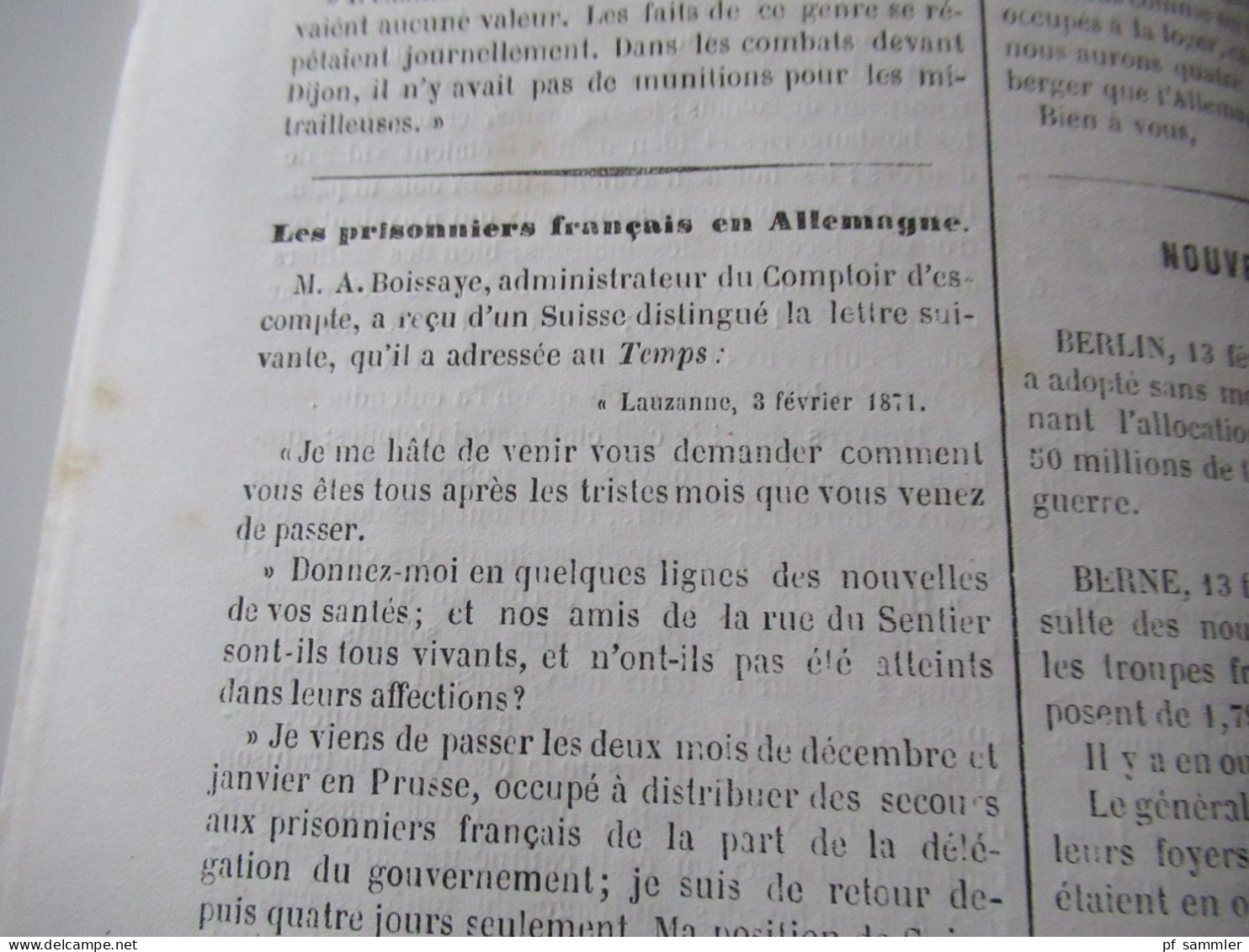 Guerre 1870 / Deutsch-Französischer Krieg / Zeitungen / Kriegberichte Fevrier 1871 / Moniteur Officiel Journal Quotidie