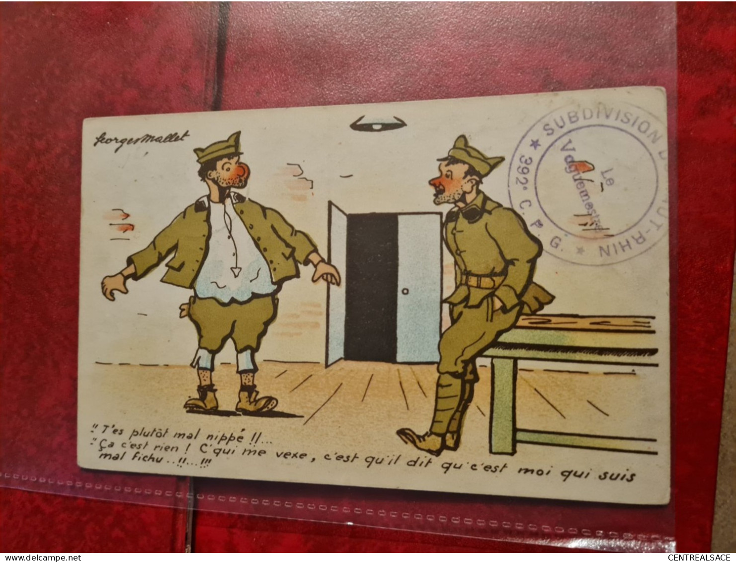 Carte MILITARIE HUMOUR FM COLMAR 1946 SUBDIVISION 392 C P G - Altri & Non Classificati