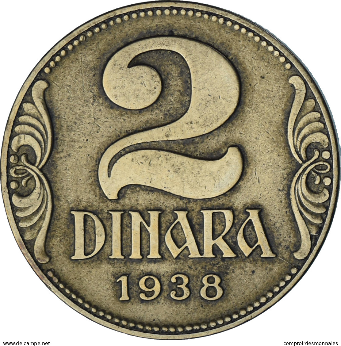 Monnaie, Yougoslavie, 2 Dinara, 1938, SUP, Cuivre-Nickel-Zinc (Maillechort) - Yougoslavie