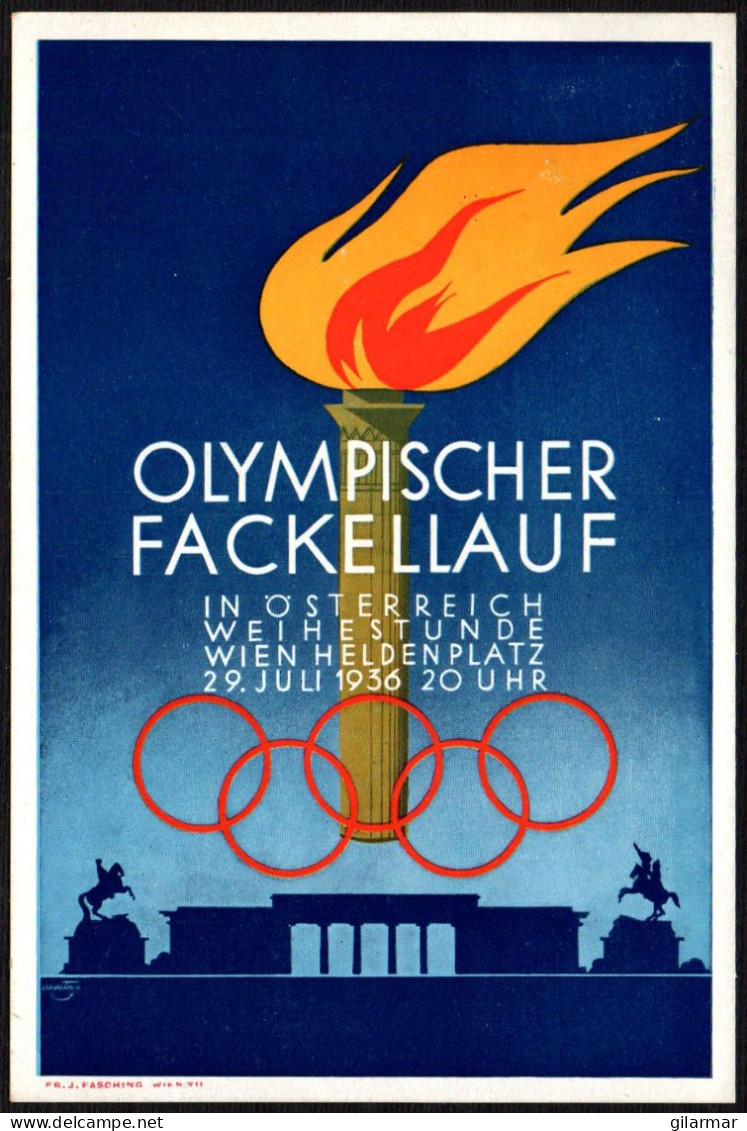 AUSTRIA WIEN 1936 - OLYMPIC TORCH RELAY IN AUSTRIA - OFFICIAL CARD - M - Sommer 1936: Berlin