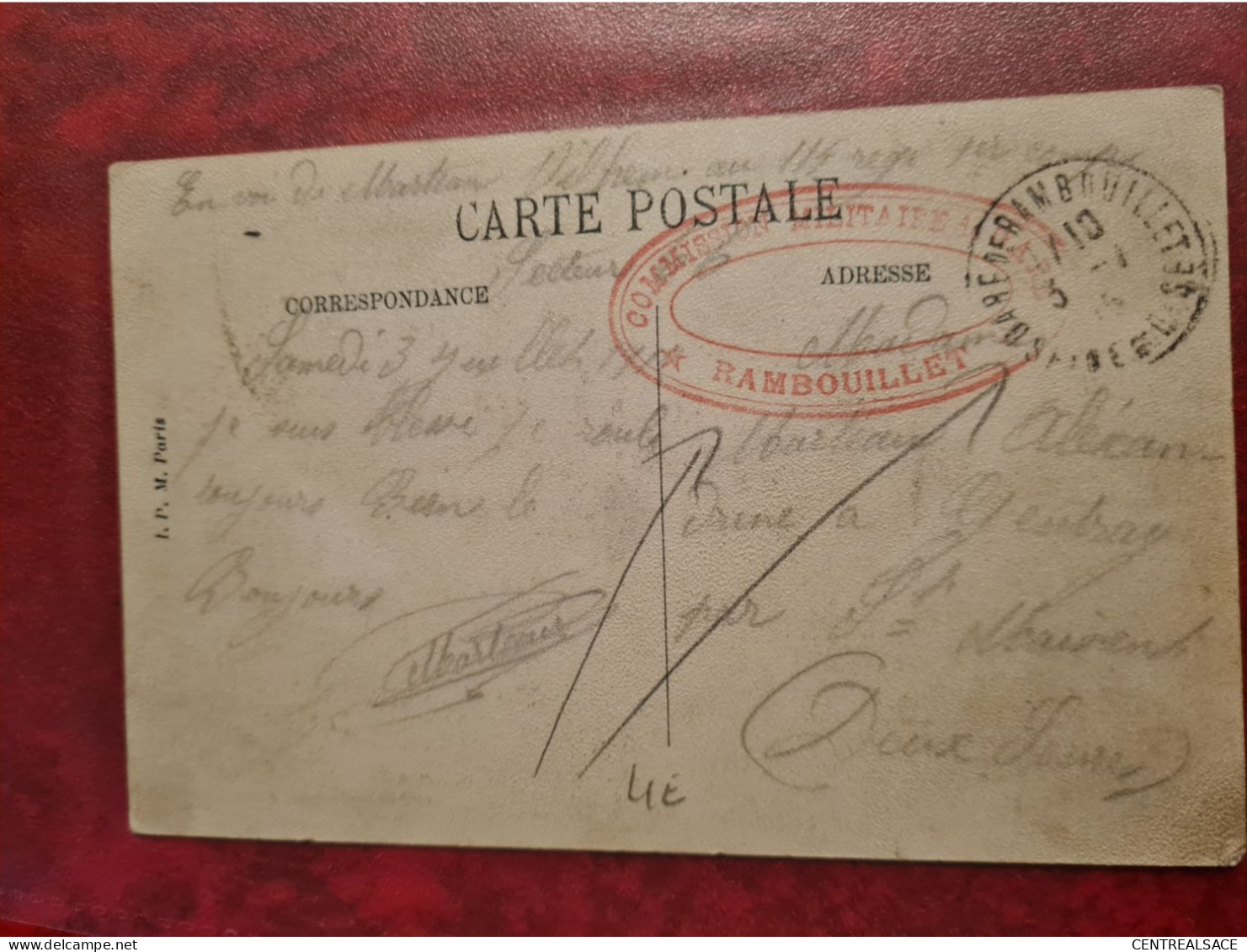 CARTE RAMBOUILLET COMMISSAIRE MILITAIRE CACHET GARE DE RAMBOUILLET - Altri & Non Classificati