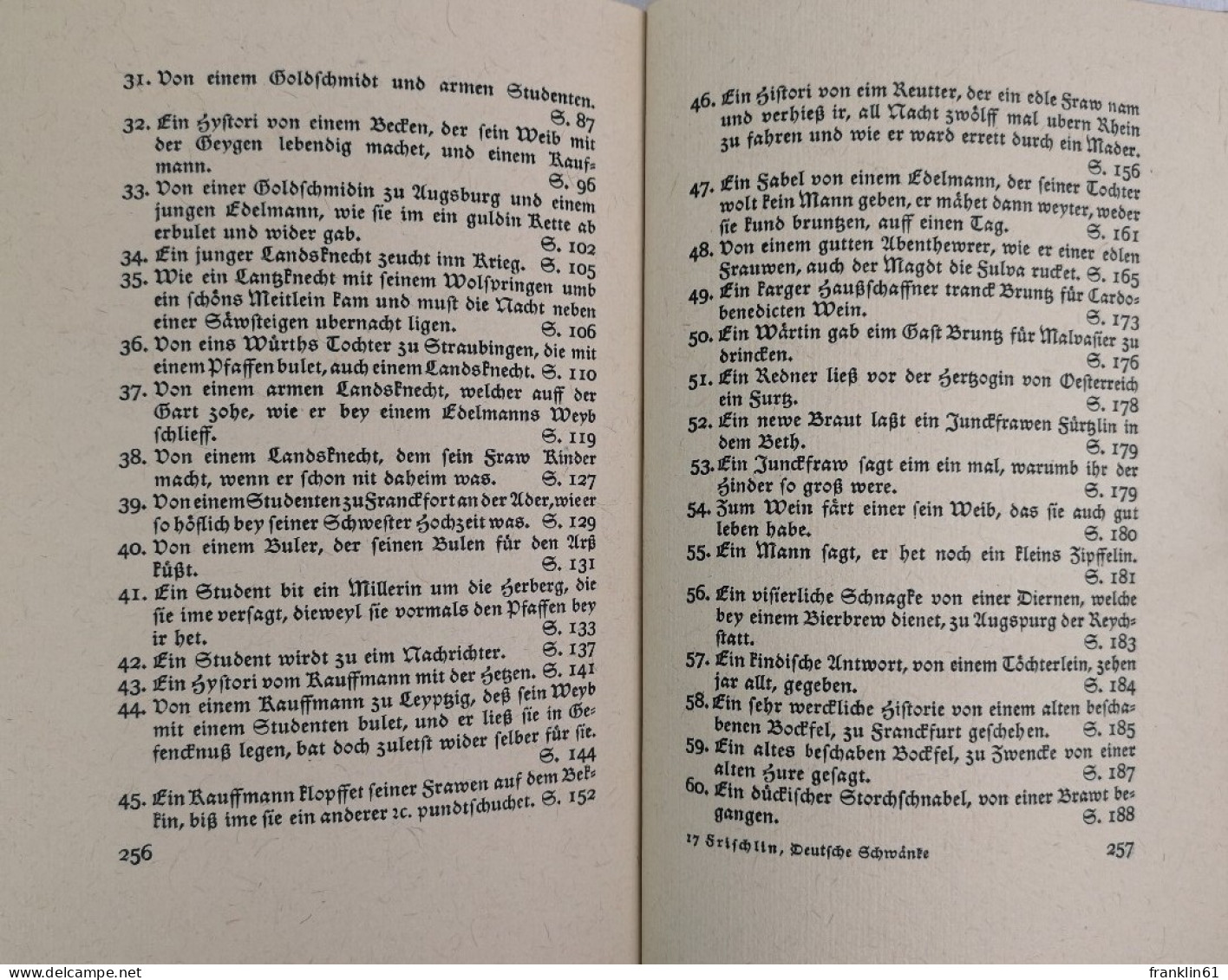 Deutsche Schwänke. 79 kurtzweylig Schwenck und Fatzbossen gesammlet von Leonhart Frischlin.