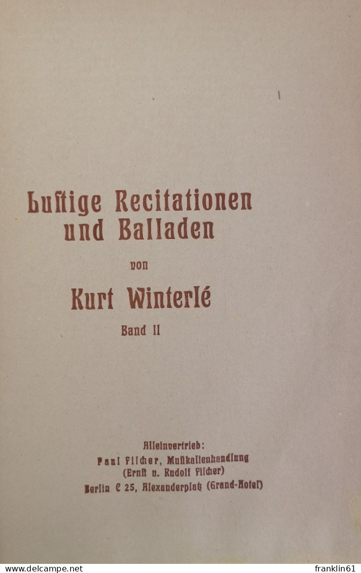 Lustige Recitationen Und Balladen. Band II. - Humour