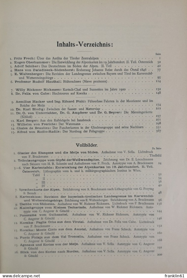 Zeitschrift Des Deutschen Und Österreichischen Alpenvereins. Band XXXIV.. Jahrgang 1903. - Other & Unclassified