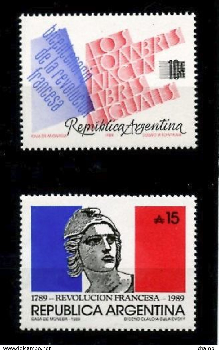 Argentine 2 Timbres Neufs 1989 Révolution Française - Ongebruikt