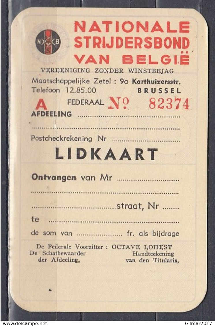 Fédération Nationale Des Combattants De Belgique Met Stempel Mazy - 1935-1949 Klein Staatswapen