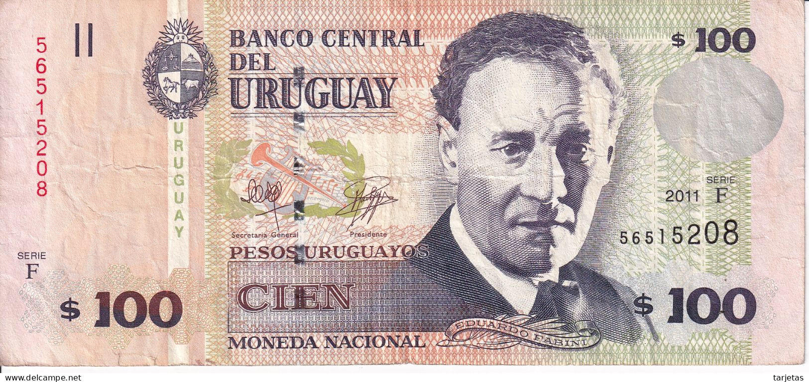 BILLETE DE URUGUAY DE 100 PESOS DEL AÑO 2011 (BANKNOTE) - Uruguay