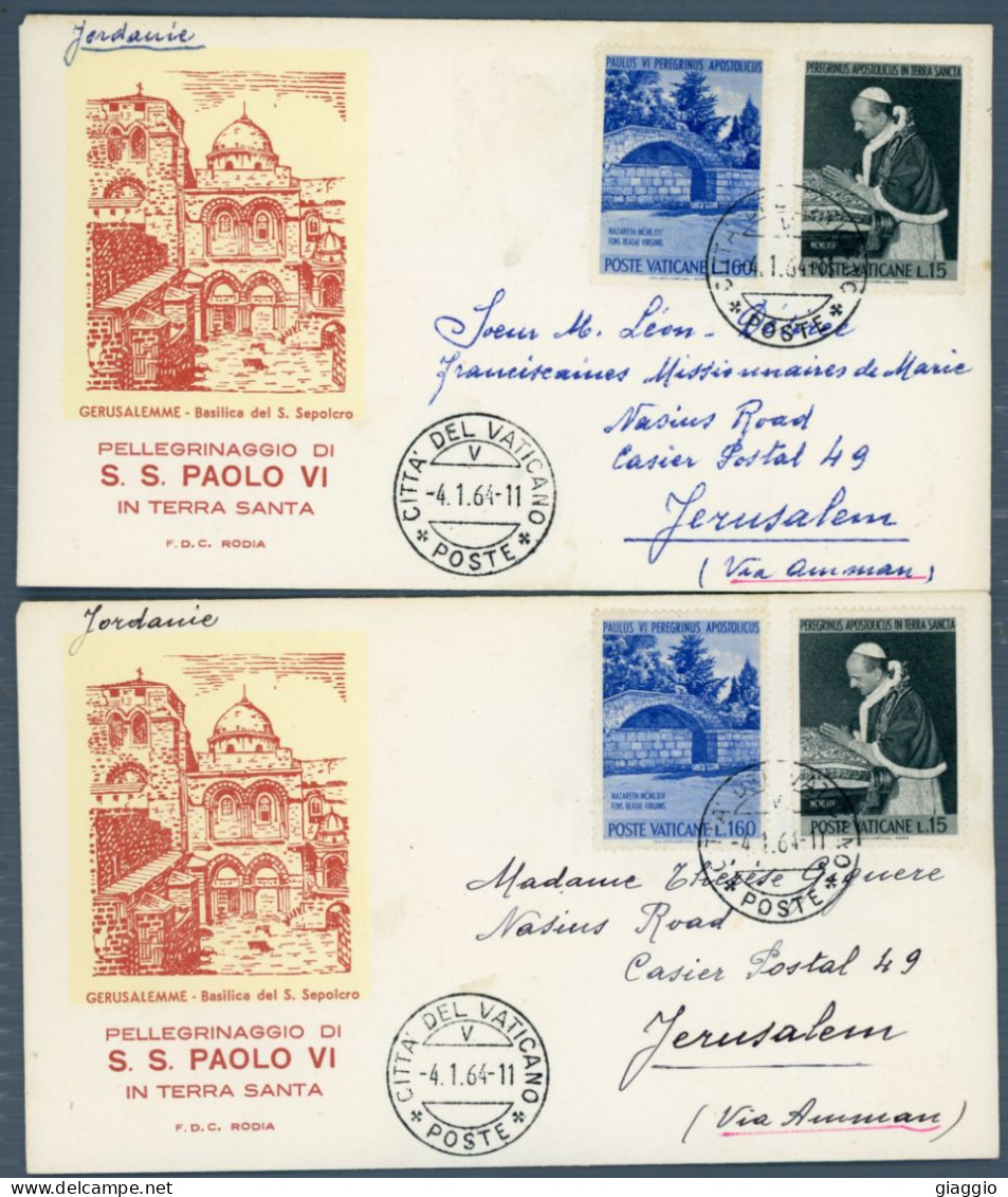 °°° Francobolli N. 1816 - Vaticano 2 Buste - Pellegrinaggio In Terra Santa °°° - Storia Postale