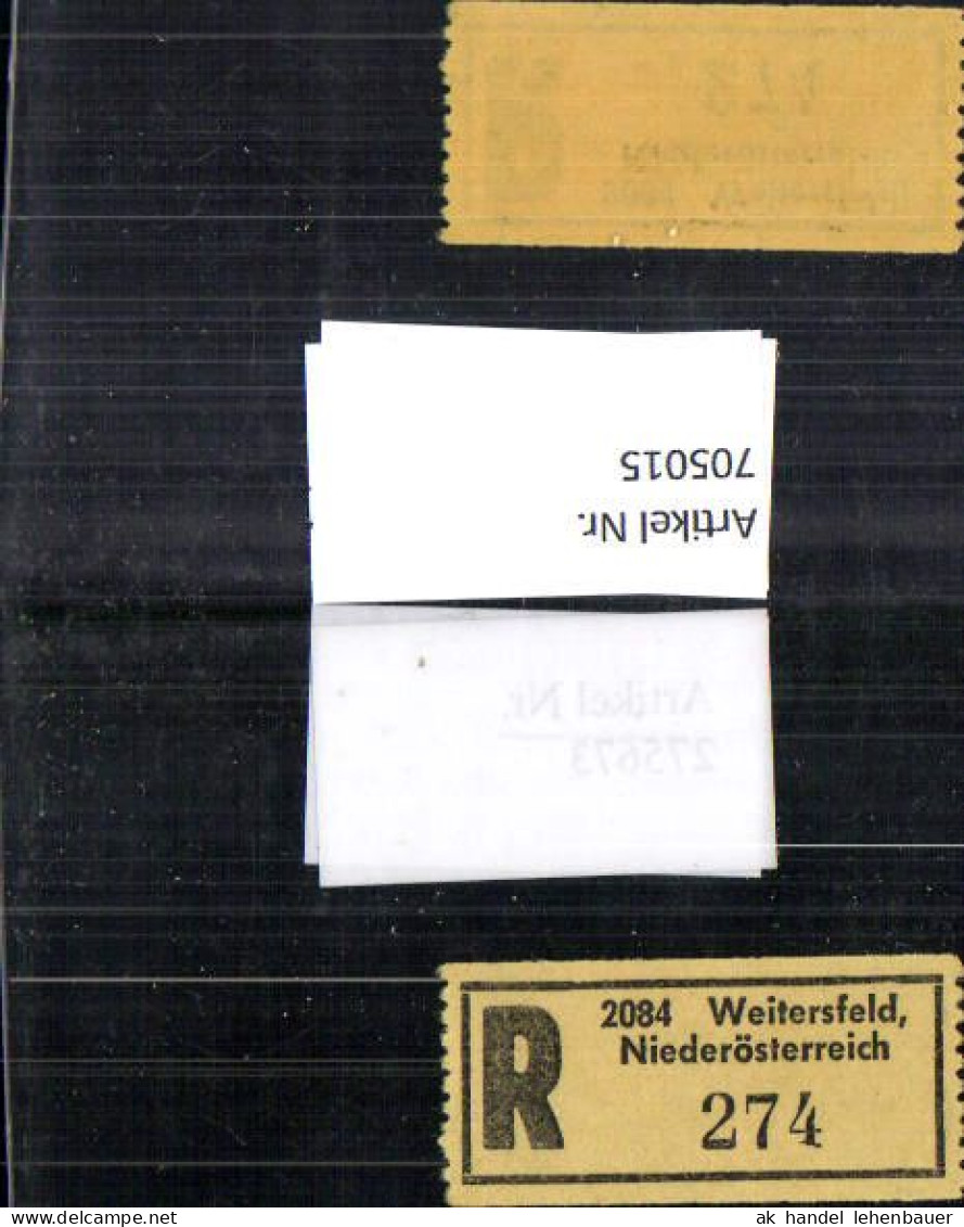 705015 Einschreibezettel Rekozettel R-Zettel Weitersfeld Niederösterreich - Other & Unclassified