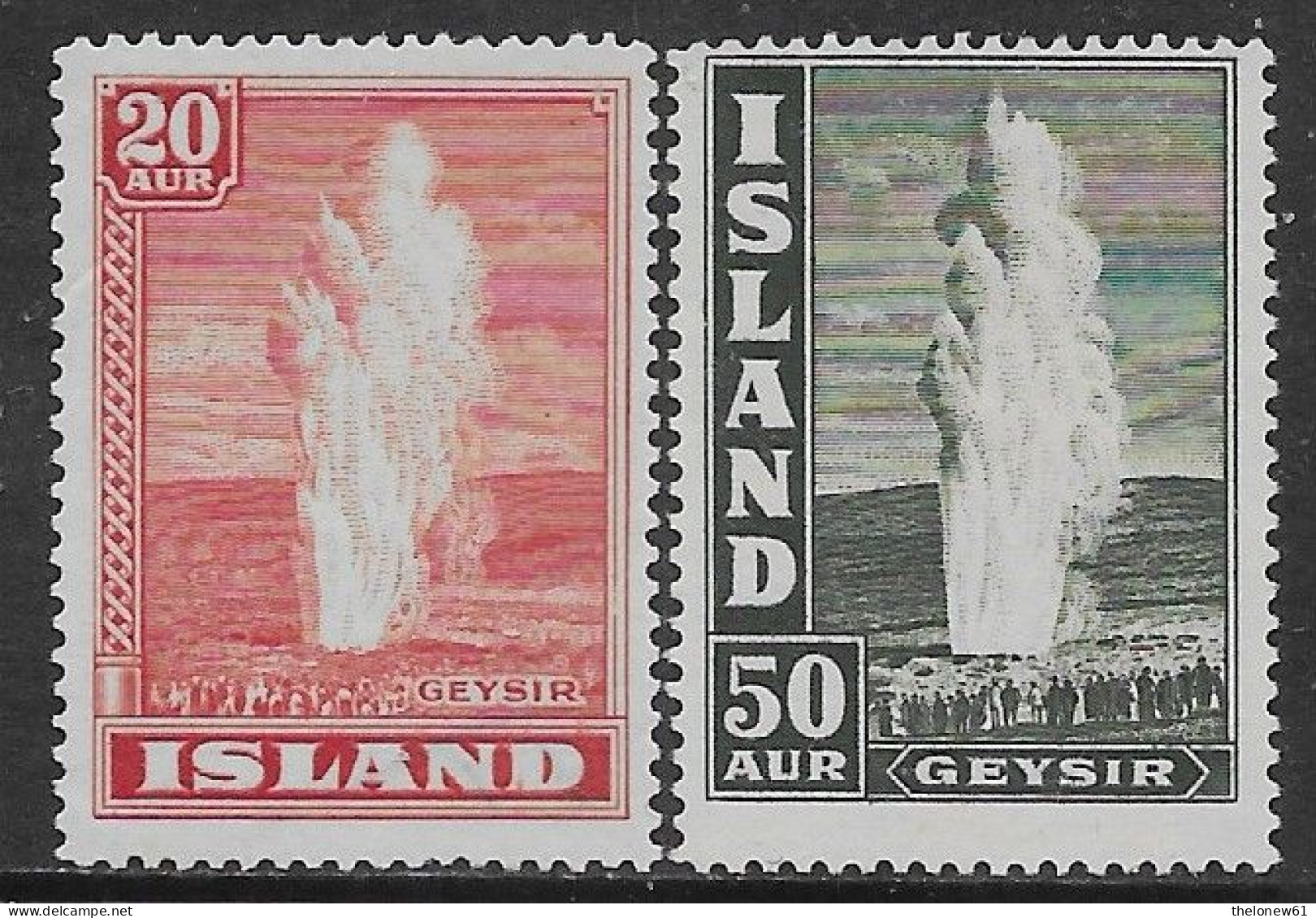 Islanda Island Iceland 1938 Geysir 2val Mi N.194,196 MNG - Neufs