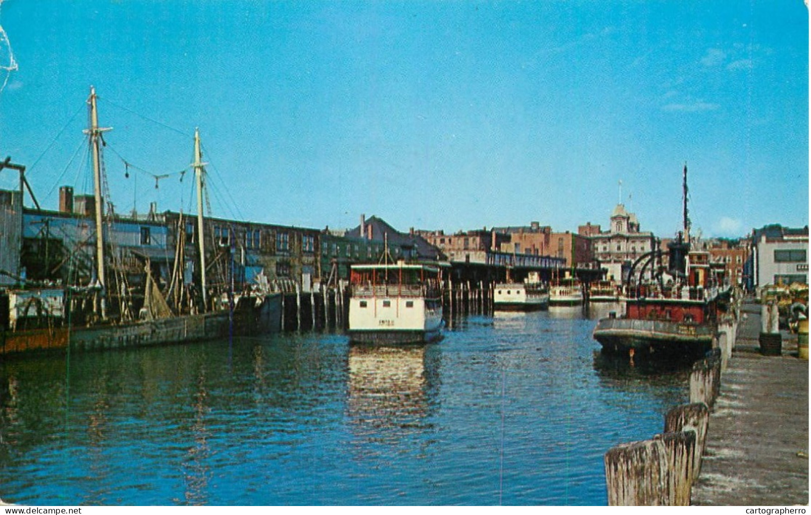 USA Portland ME Custom House Wharf With Casco Bay Steamers - Portland