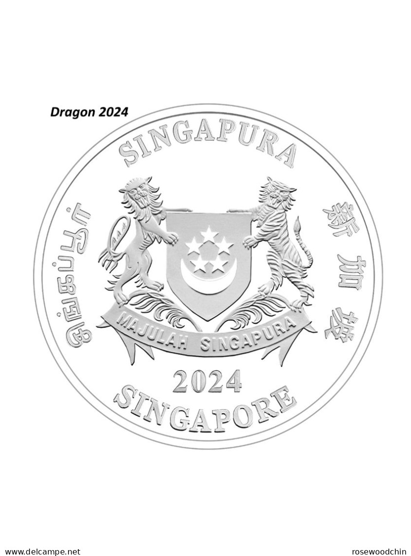 2024 Singapore Lunar Dragon Nickel-Plated Zinc Proof-Like Coin - Singapore