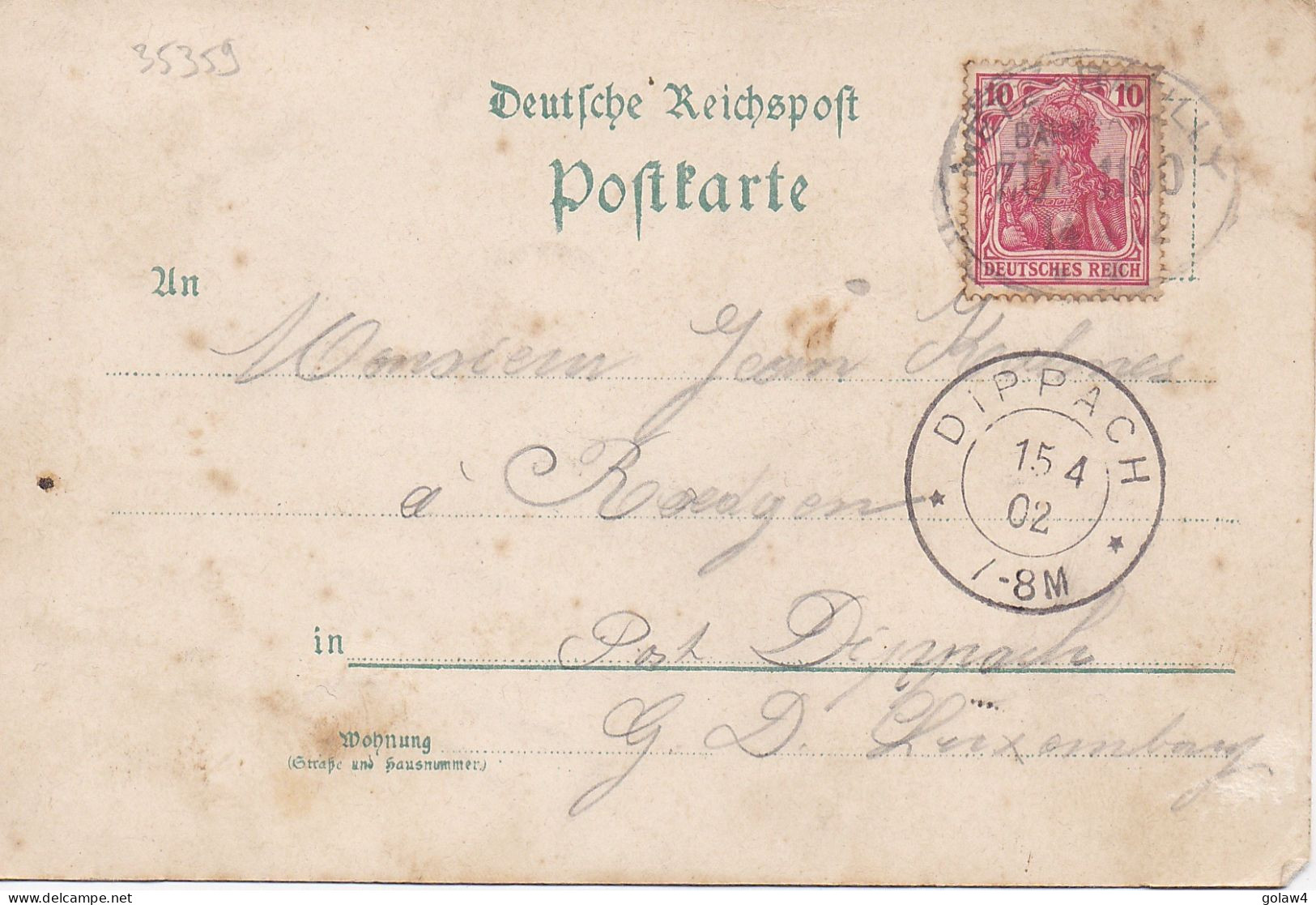 35359# CARTE POSTALE MONUMENT NEY FABERT 1870 1871 Obl METZ BATILLY BAHNPOST ZUG 1100 1902 DIPPACH LUXEMBOURG - Autres & Non Classés