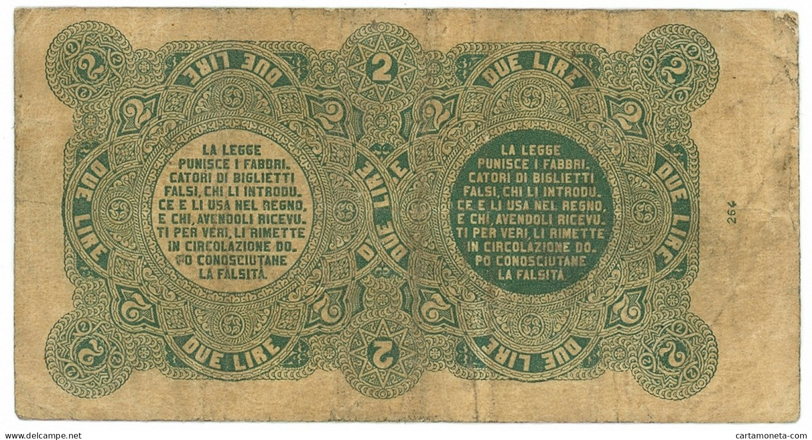 2 LIRE BIGLIETTO CONSORZIALE REGNO D'ITALIA 30/04/1874 BB - Biglietti Consorziale