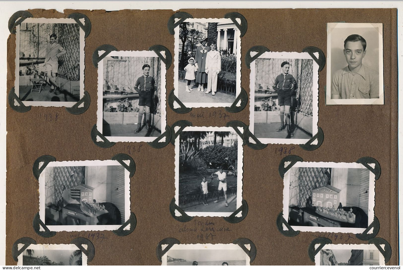 FRANCE - SCOUTISME - 6 pages Recto Verso de petites photos dont une quinzaine d'un Louveteau - 1936