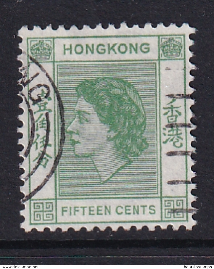 Hong Kong: 1954/62   QE II     SG180     15c   Green   Used - Used Stamps