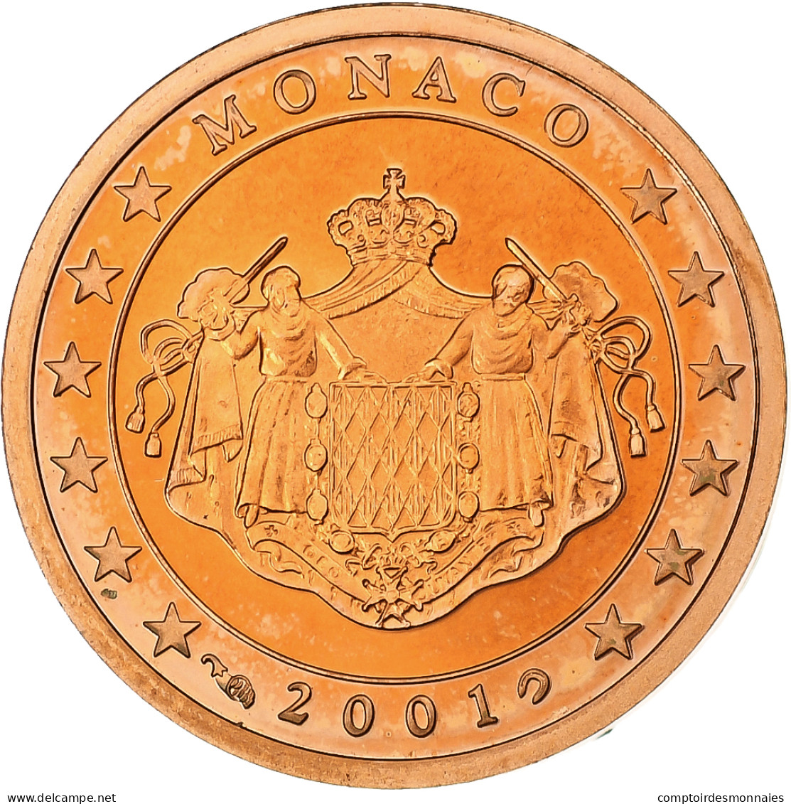 Monaco, Rainier III, 2 Euro Cent, Proof / BE, 2001, Paris, Cuivre Plaqué Acier - Monaco