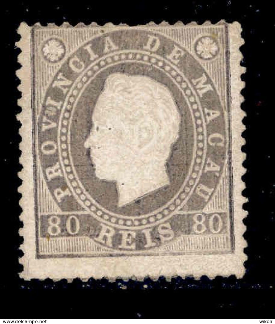 ! ! Macau - 1887 D. Luis 80 R (Perf. 13 1/2) - Af. 38a - No Gum (cc 056) - Unused Stamps