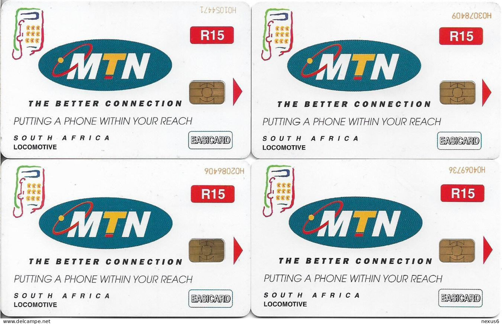 S. Africa - MTN - Classic Locomotives Complete Set Of 4 Cards, Chip SC8, 10.2002, 15R, Used - Sudafrica