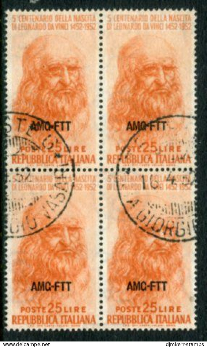 TRIESTE ZONE A 1952 Leonardo Da Vinci Quincentenary.block Of 4 Used  Michel 177 - Gebraucht