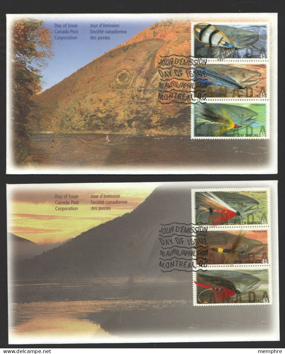 1998  Fishing Flies Set Of 6 Se-tenant Different From Booklet On 2 FDCs Sc 1715-20 - 1991-2000