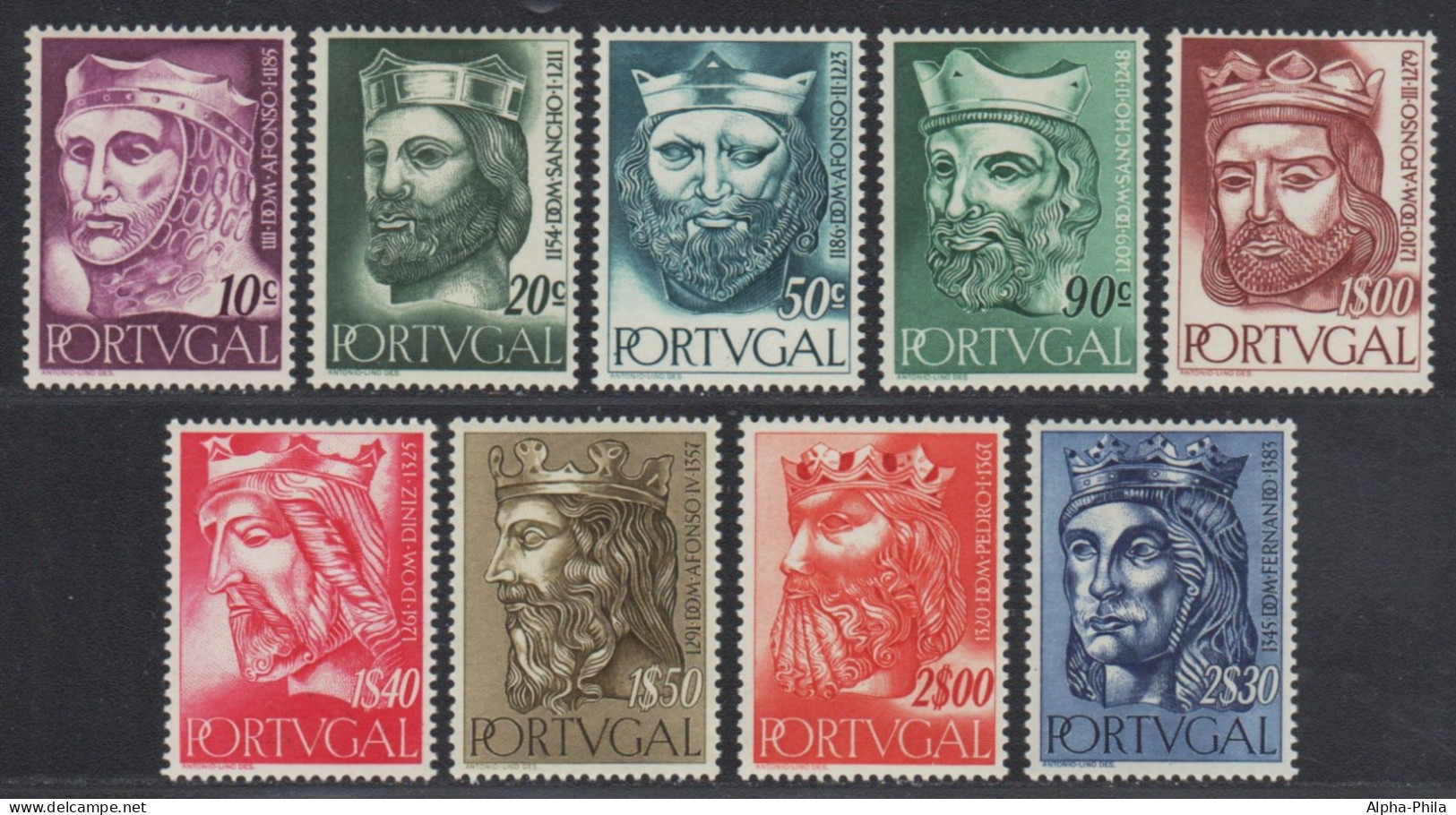Portugal 1955 - Mi-Nr. 835-843 ** - MNH - Könige / Kings (I) - Ungebraucht
