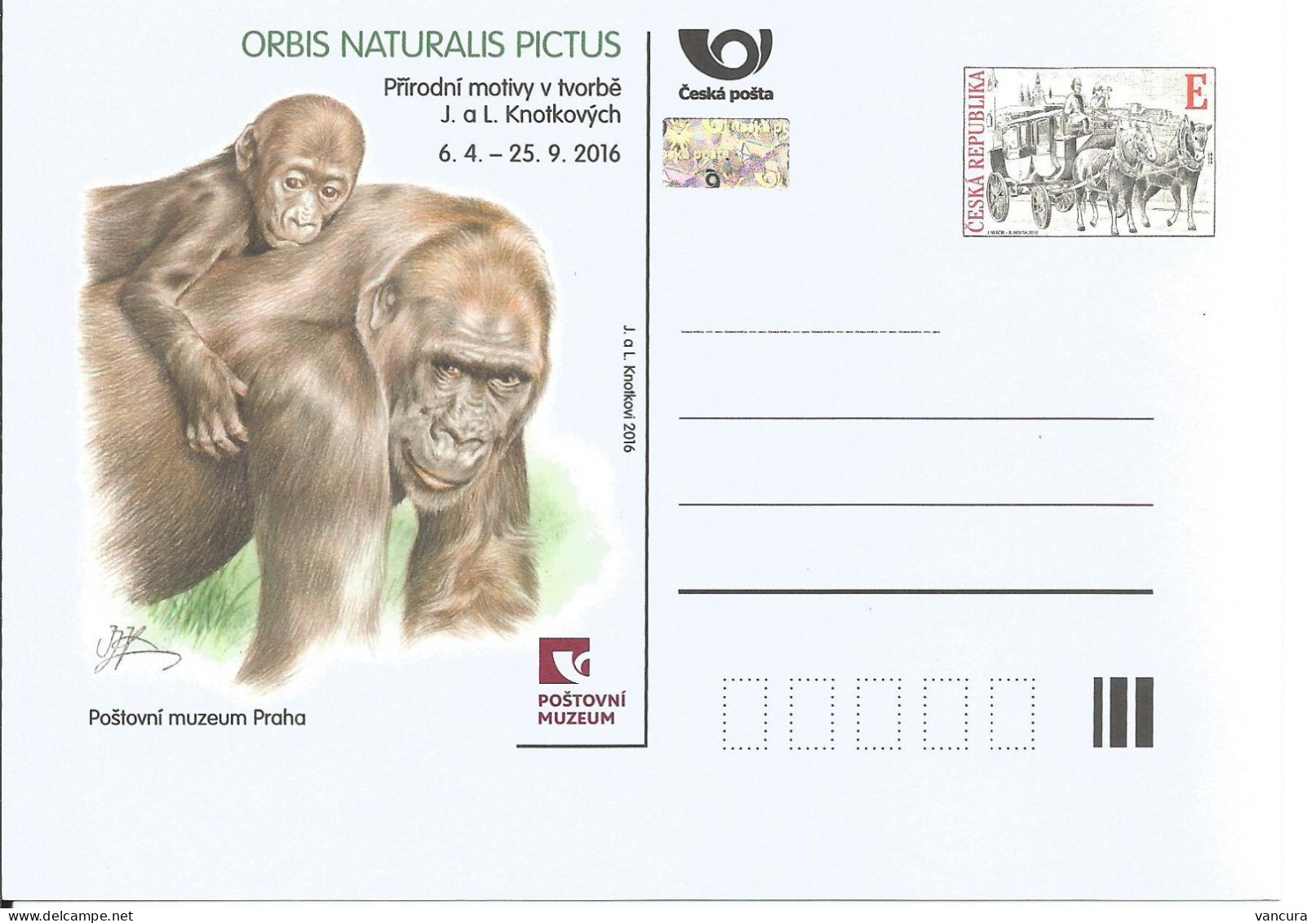 CDV PM 109 Czech Republic Exhibition In Post Museum - Knoteks 2016 Gorilla Coach On Charles Brdge - Gorilla's