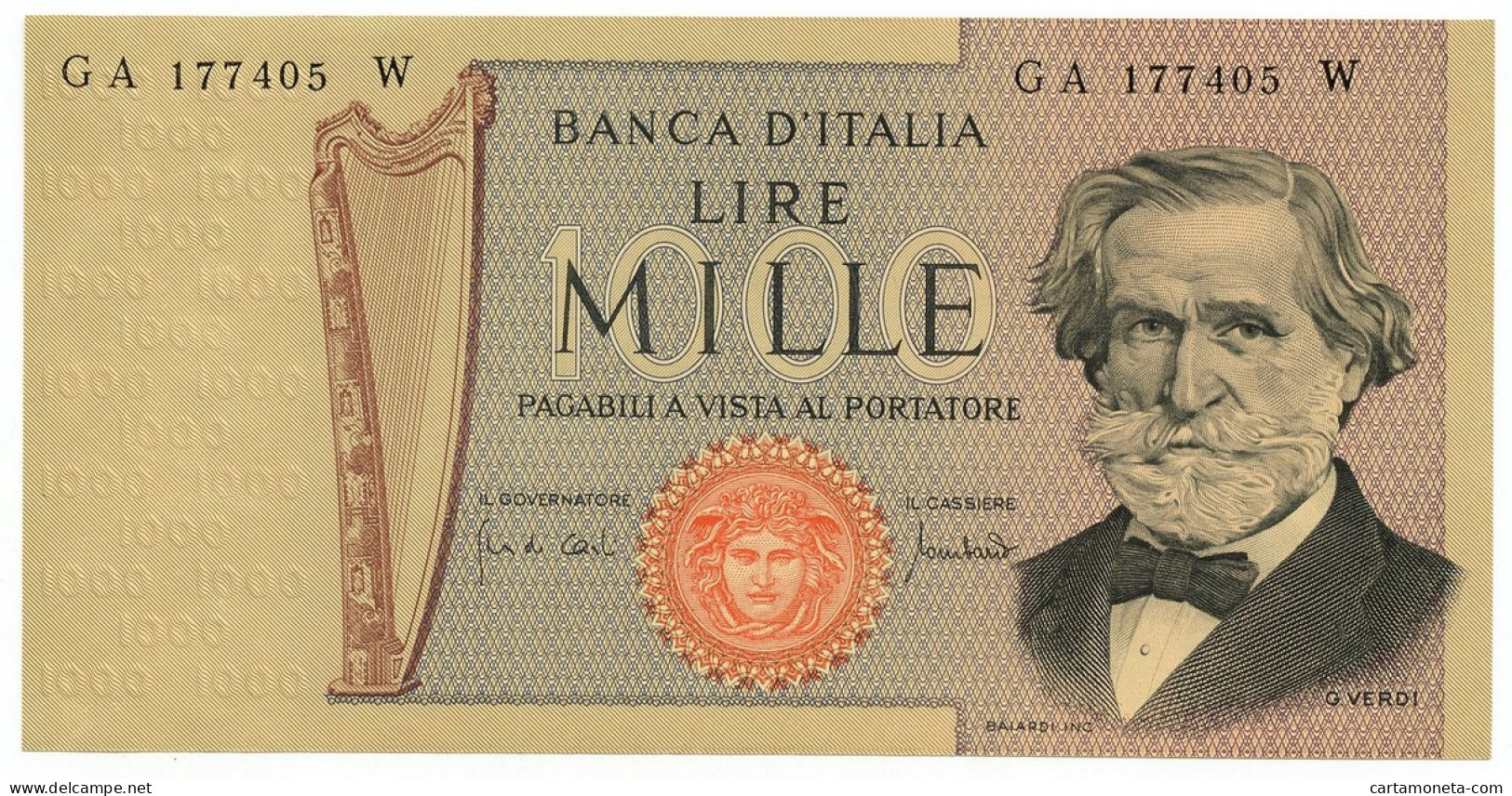 1000 LIRE GIUSEPPE VERDI II TIPO MEDUSA CARTA OCRA 25/03/1969 QFDS - Sonstige & Ohne Zuordnung