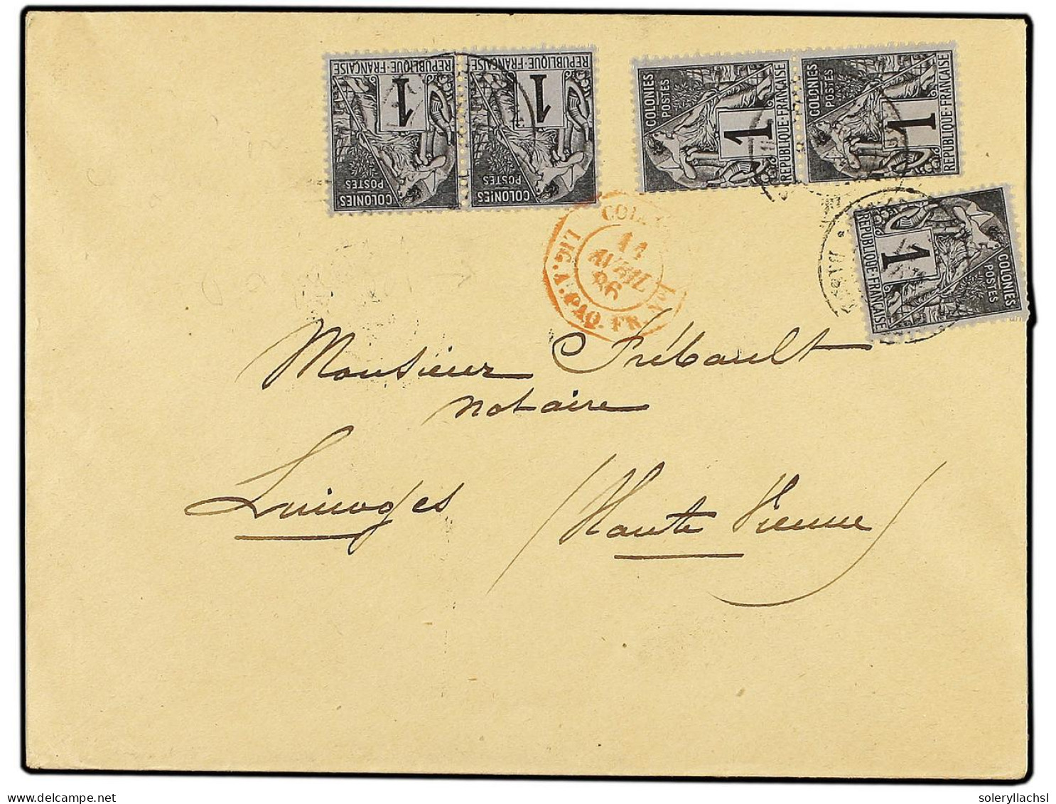 GUADALUPE. 1886. Cover To FRANCE At Printed Matter Rate Bearing Dubois 1881 1c. Black On Azure (5) All Tied By BASSE-TER - Other & Unclassified