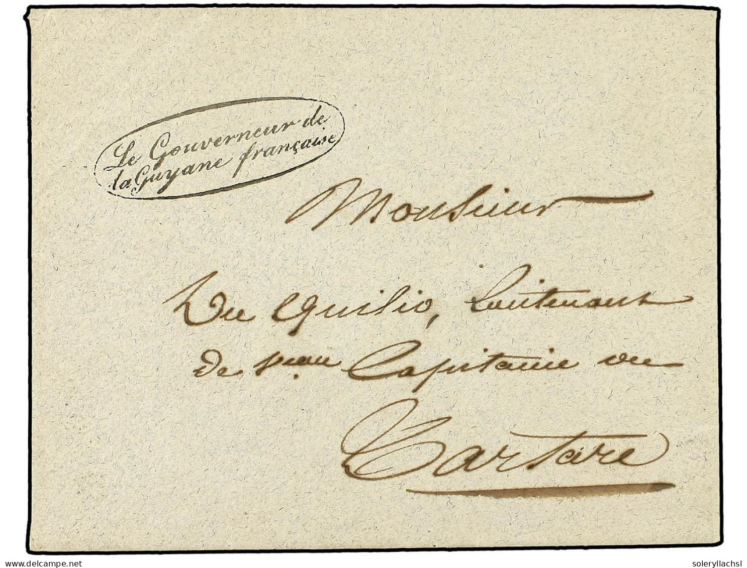 GUAYANA FRANCESA. 1851 (april 4). Official Cover And Printed Headed Contents Locally Used To A Ship's Captain In CAYENNE - Other & Unclassified