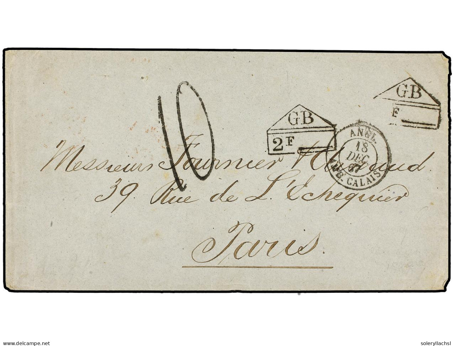 JAMAICA. 1867. Cover To PARIS Sent Unpaid Struck On Reverse With KINGSTON / JAMAICA Cds Of Despatch; Sent Via London Whe - Autres & Non Classés