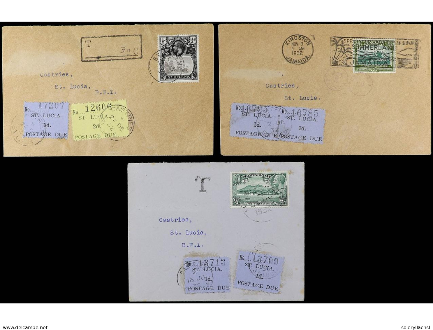 SANTA LUCIA. 1905-32. Lot Of 5 Covers, Two Of Them With Postage Due Stamps. - Autres & Non Classés