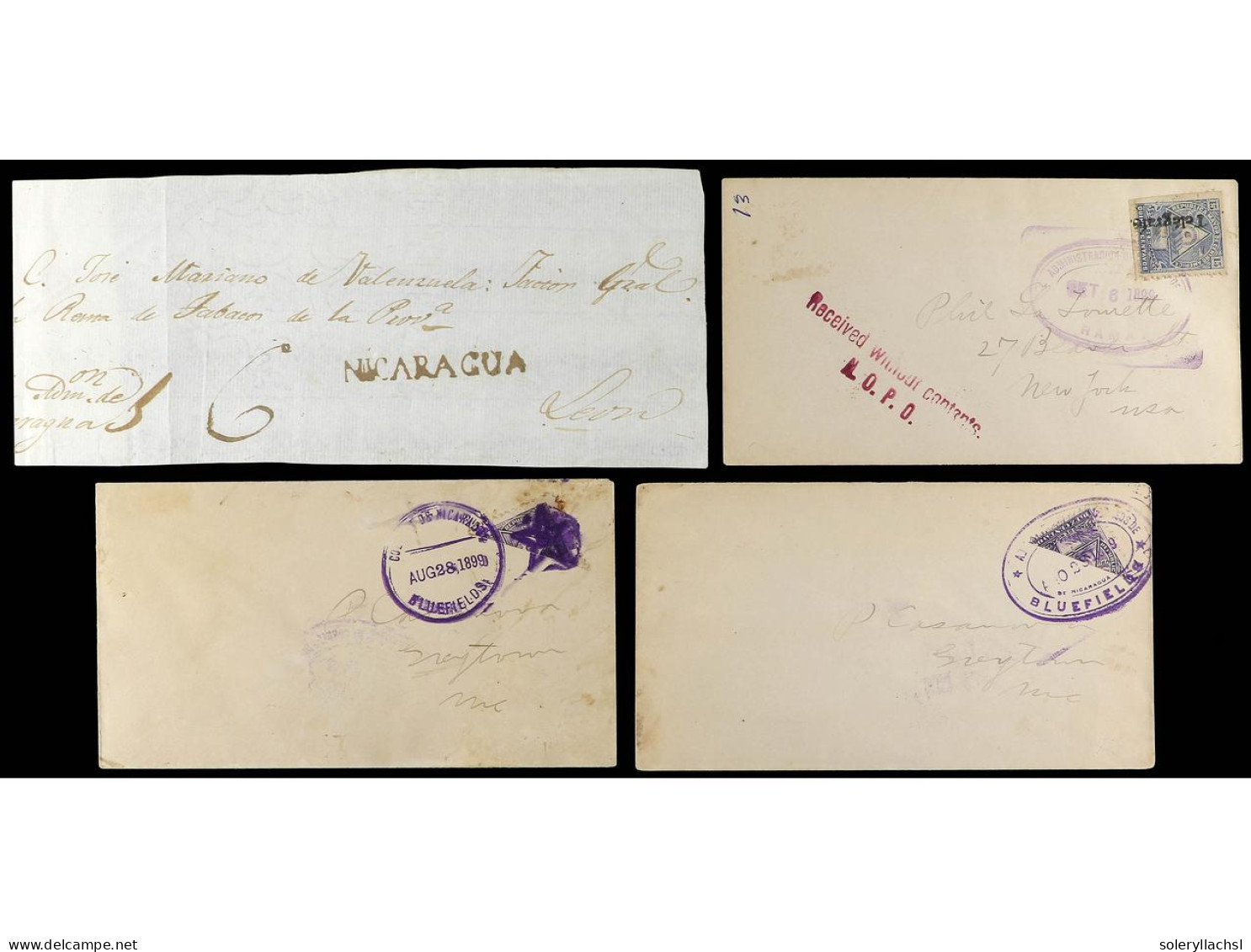 NICARAGUA. 1800-1899. 6 Covers. - Other & Unclassified