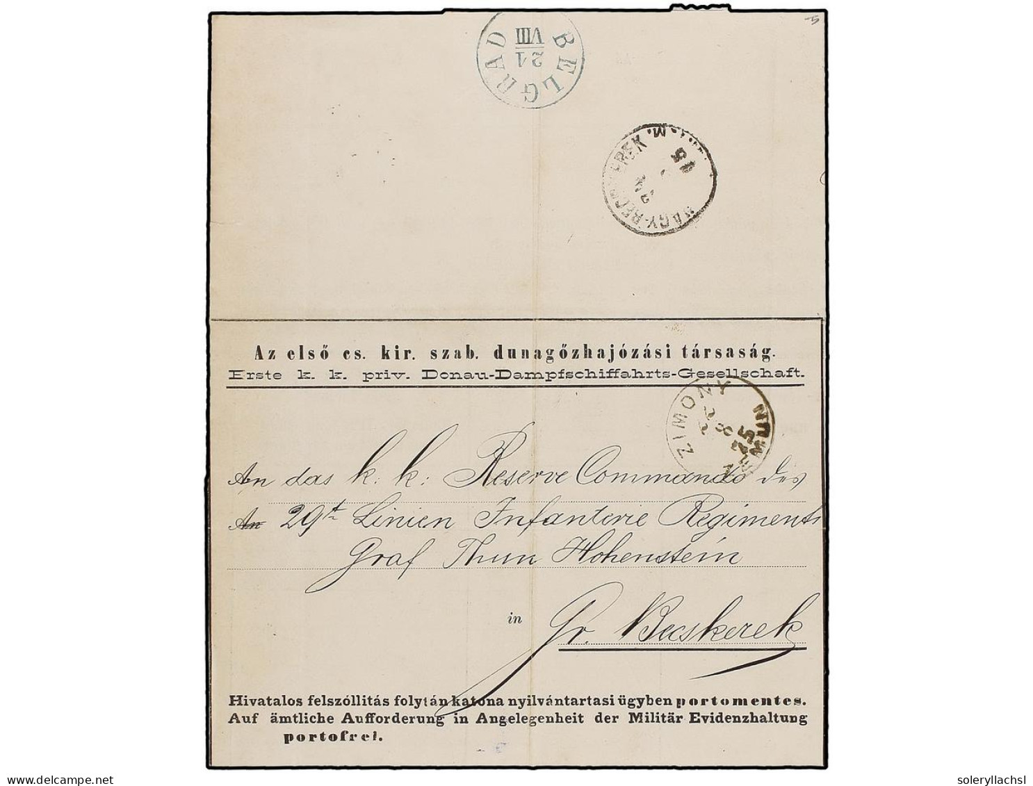 SERBIA. 1875 (20 Aug.). DANUBE STEAM NAVIGATION COMPANY. Official Printed Cover From The DDSG Offices In BELGRADE With E - Other & Unclassified