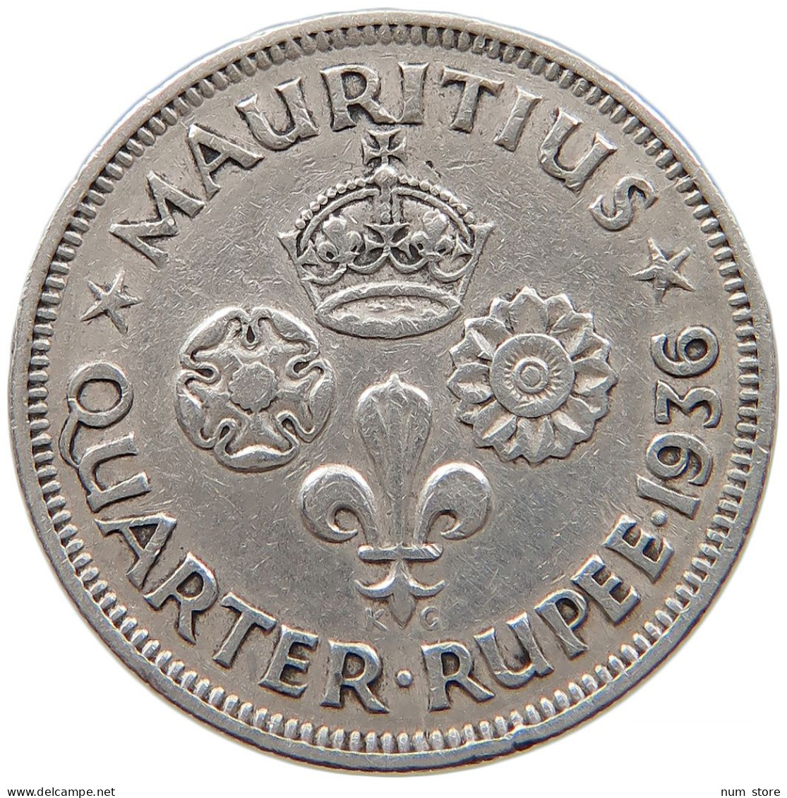 MAURITIUS 1/4 RUPEE 1936 George V. (1910-1936) #t022 0599 - Mauritius