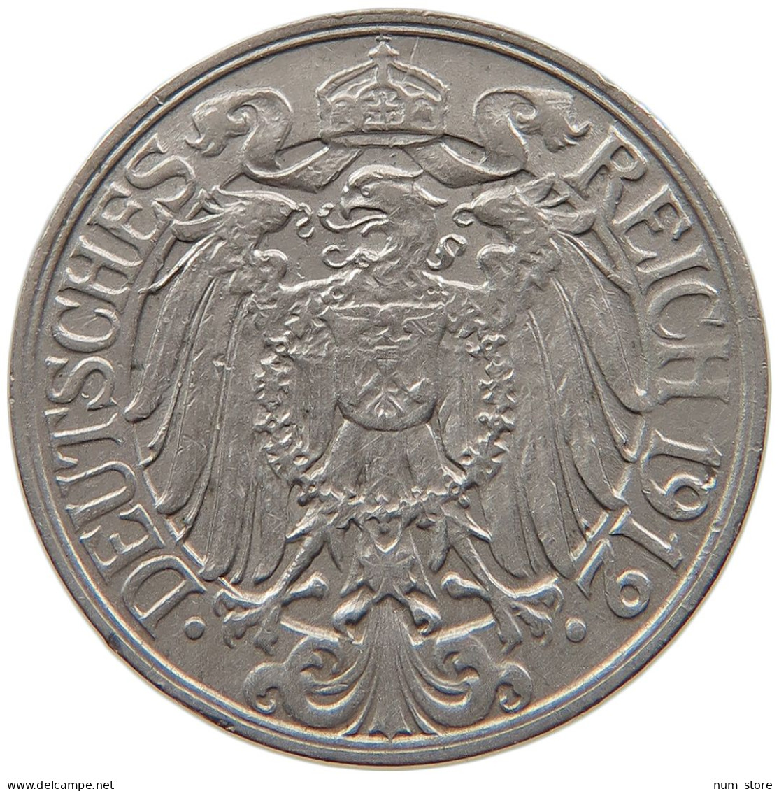 KAISERREICH 25 PFENNIG 1912 D  #t029 0175 - 25 Pfennig