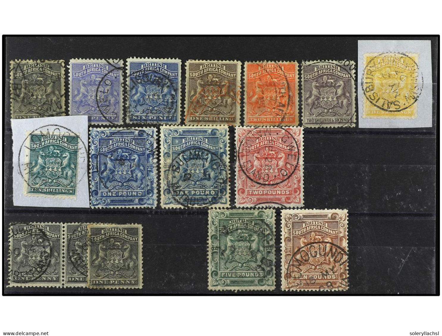 ° RHODESIA. 1892. TWELVE Values, Complete Set. Including One Extra 1 £. Yv. 1/11 + 2a Cat. 2.790€. SG.1/6, 8/13. - Sonstige & Ohne Zuordnung