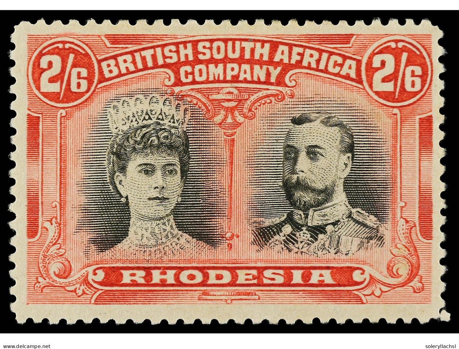 * RHODESIA. 1910. 2/6 S. Black And Lake. Yv. 33 Cat. 550€. SG.155. - Sonstige & Ohne Zuordnung