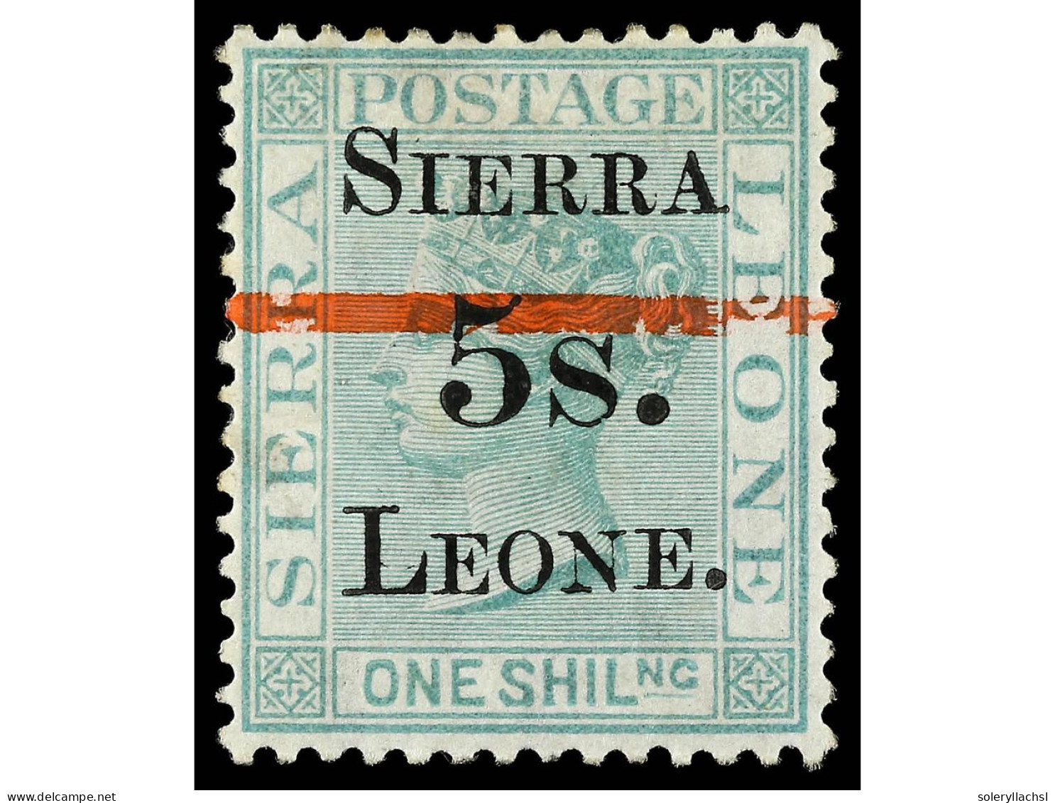 * SIERRA LEONA. 1884. 5 S. On 1 S. Green. Yv. 17 Var. SG.22 Var. Stanley Gibbons.225£. - Sonstige & Ohne Zuordnung