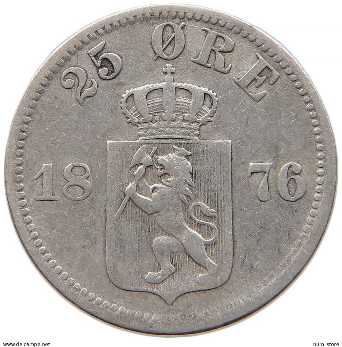 NORWAY 25 ÖRE 1876 Oscar II. (1872-1907) #t022 0497 - Noorwegen