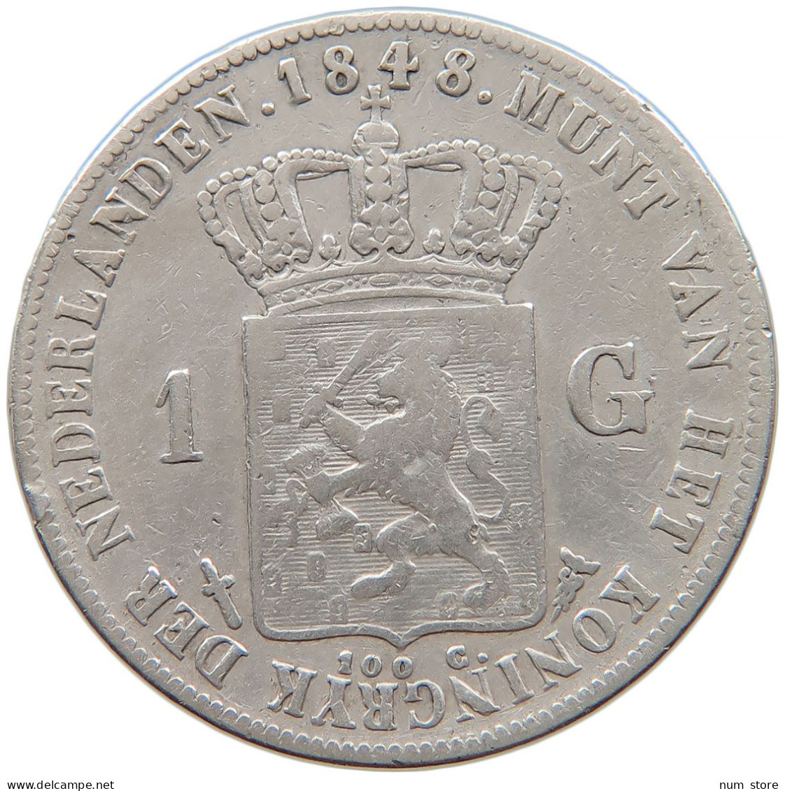 NETHERLANDS GULDEN 1848 WILLEM II. 1840-1849 #t019 0271 - 1840-1849: Willem II