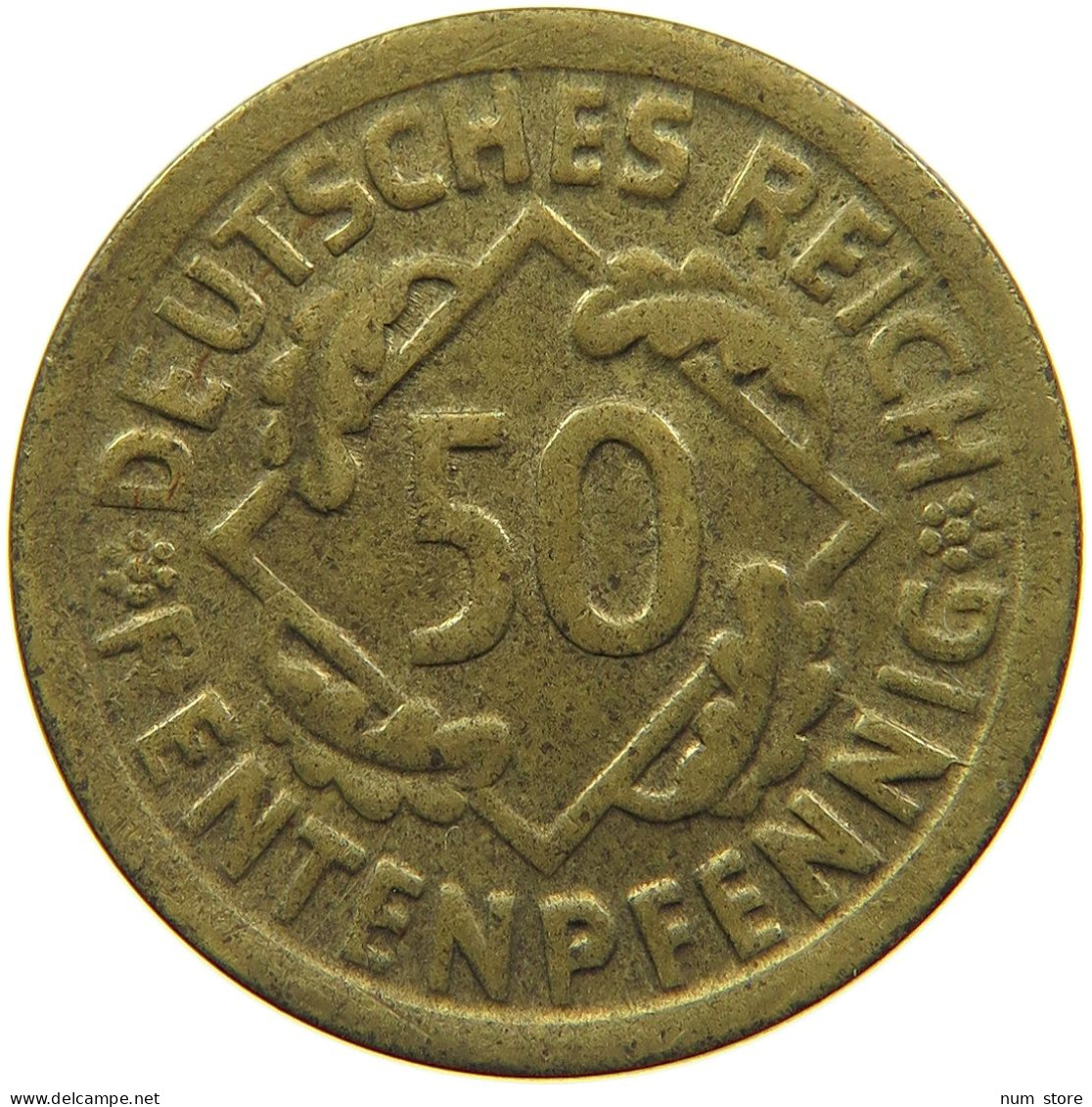 WEIMARER REPUBLIK 50 RENTENPFENNIG 1924 D  #t029 0221 - 50 Rentenpfennig & 50 Reichspfennig