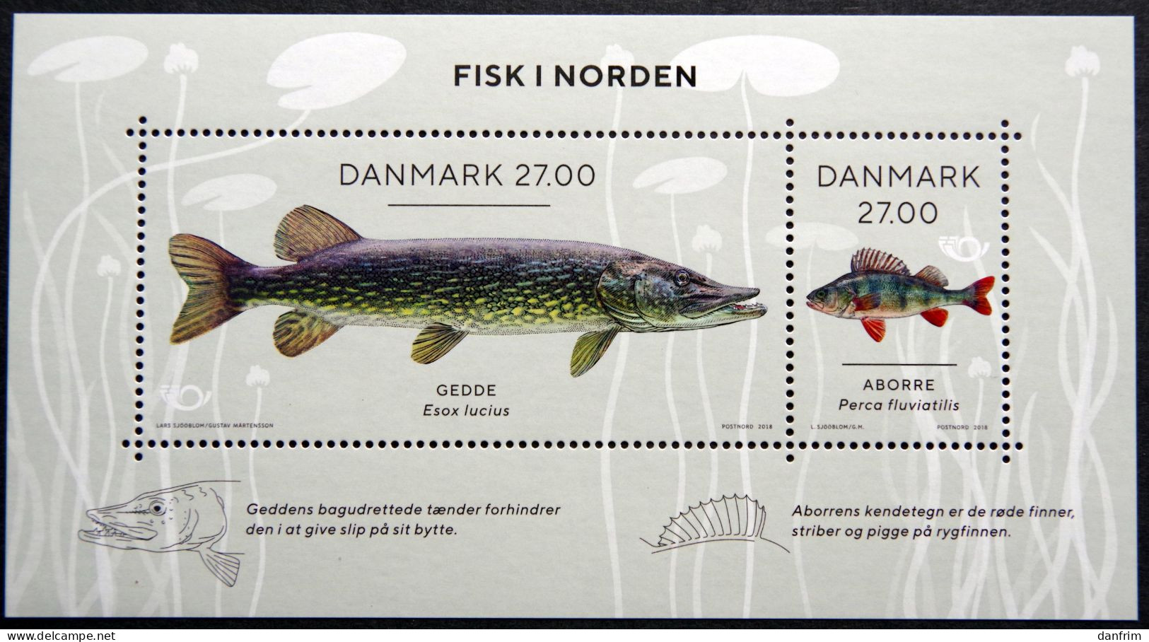 Denmark 2018 Norden MiNr.1951-52 (Bl.71) Fish Species Of The North. Northern Pike And European Perch MNH (**)( Lot Mp) - Nuovi