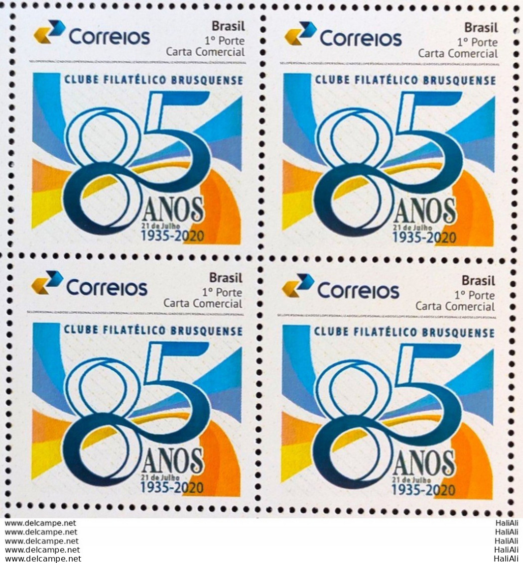 PB 162 Brazil Personalized Stamp Brusquense Philatelic Club 2020 Block Of 4 - Personalized Stamps