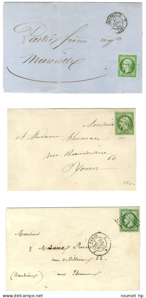 Lot De 3 Lettres Affranchies Avec N° 12 (diverses Nuances). Pièces Choisies. - TB / SUP. - 1853-1860 Napoleon III