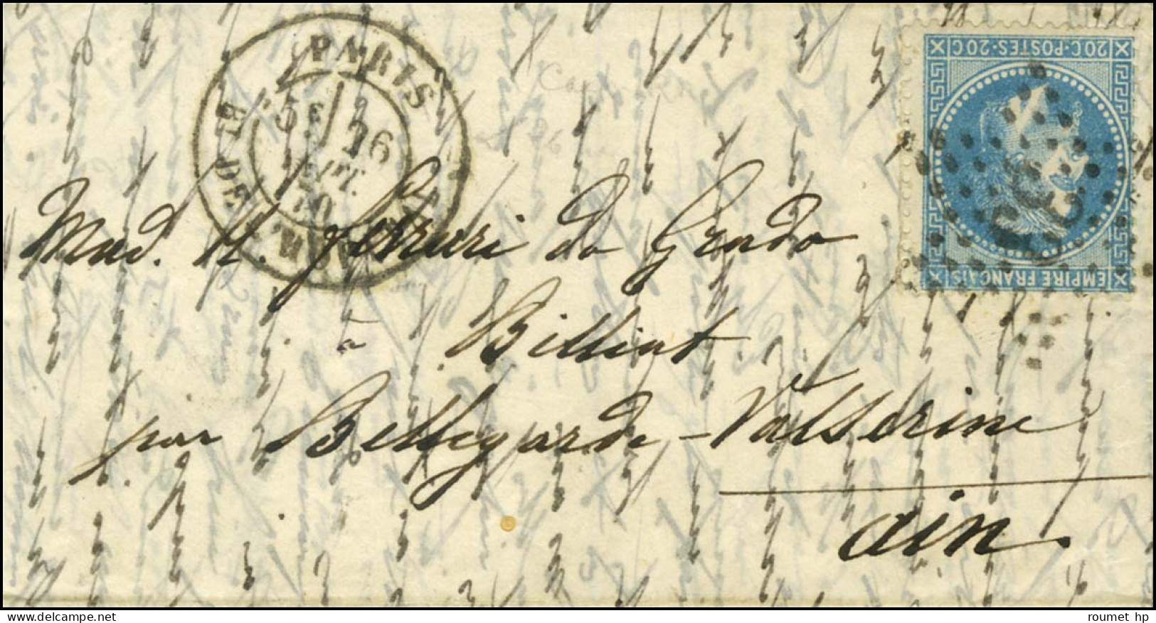 Etoile 33 (rare) / N° 29 Càd PARIS / BT DE L'HOPITAL (rare) 26 SEPT. 70 Sur Lettre Pour Billiat (Ain). Au Verso, Càd D'a - Guerre De 1870